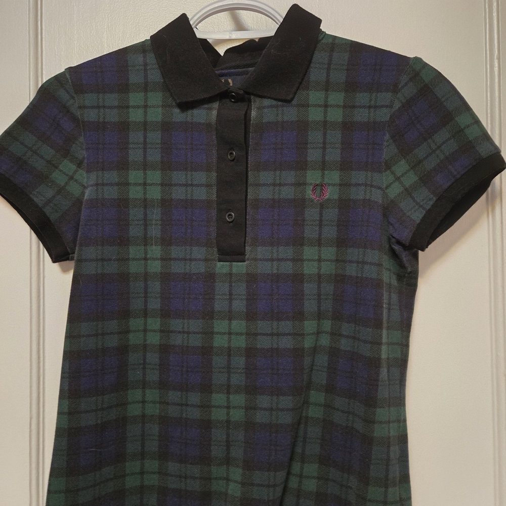 Fred Perry Green and Black Plaid Polo